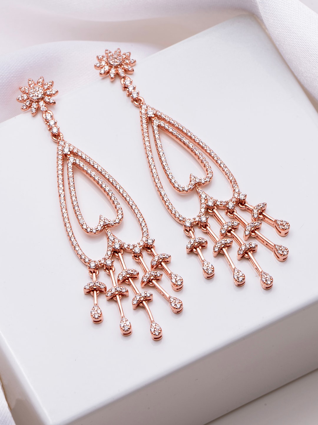

Zavya Rose Gold-Plated 925 Pure Sterling Silver Contemporary Drop Earrings