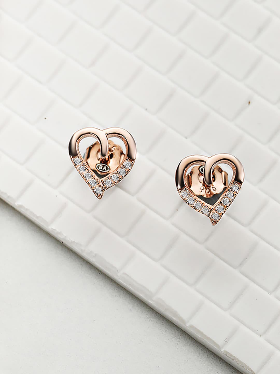 

Zavya Rose Gold-Plated 925 Pure Sterling Silver Contemporary Studs Earrings