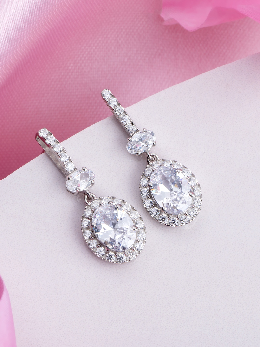 

Zavya Rhodium-Plated 925 Pure Sterling Silver Contemporary Drop Earrings