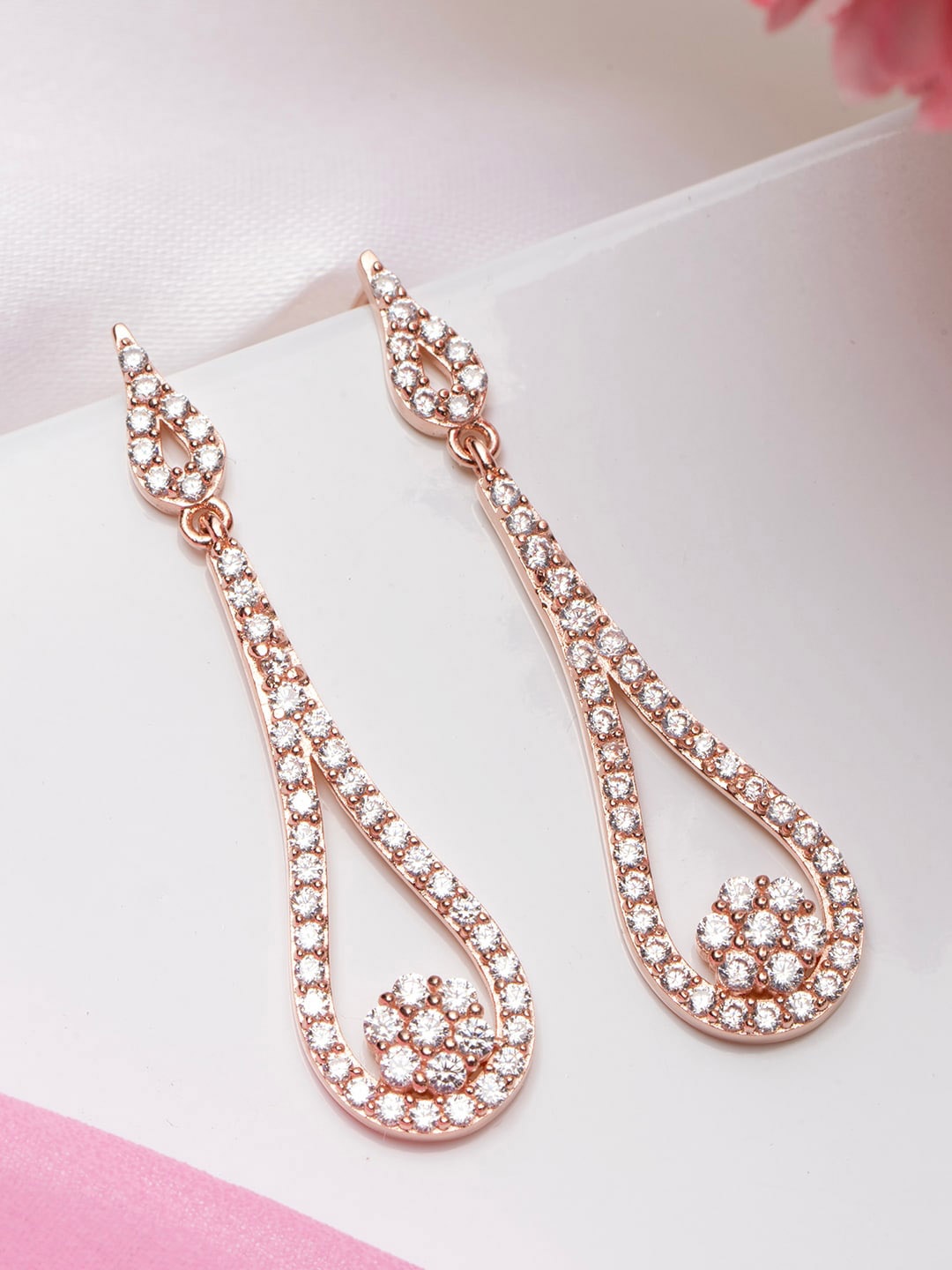 

Zavya 925 Pure Sterling Silver Rose Gold-Plated Contemporary Drop Earrings