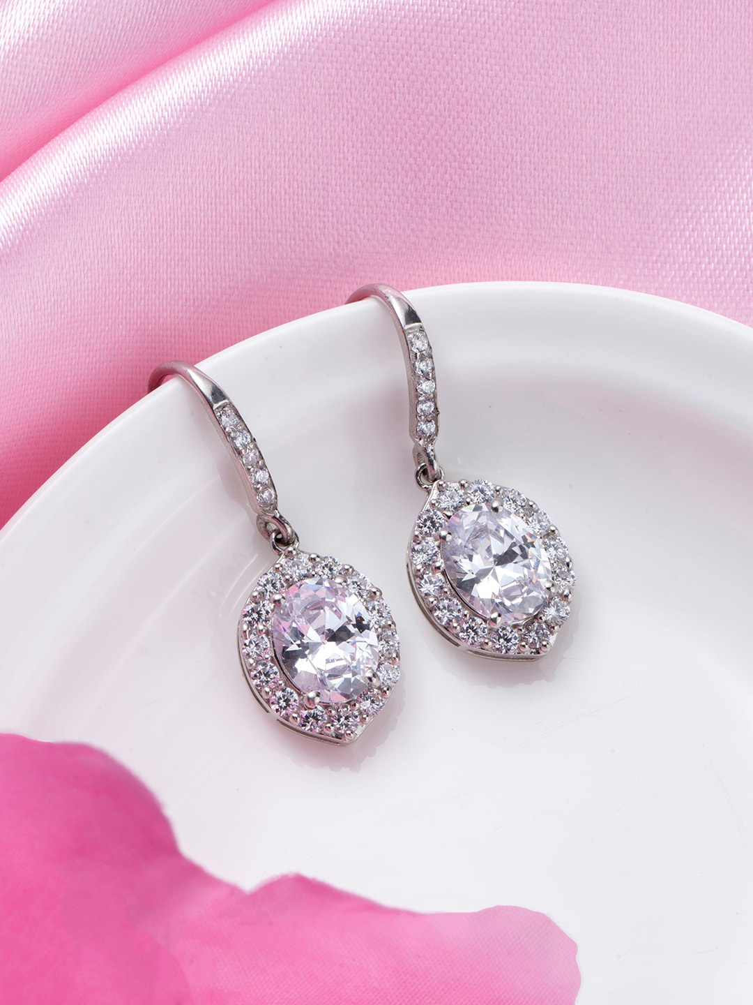 

Zavya Rhodium-Plated 925 Pure Sterling Silver Contemporary Drop Earrings