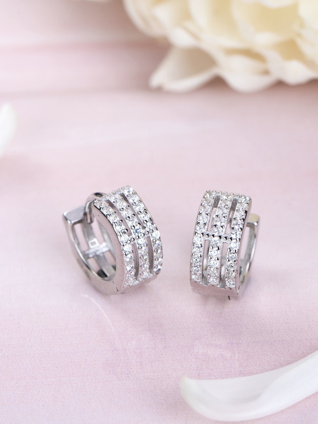 

Zavya Rhodium-Plated 925 Pure Sterling Silver Contemporary Hoop Earrings