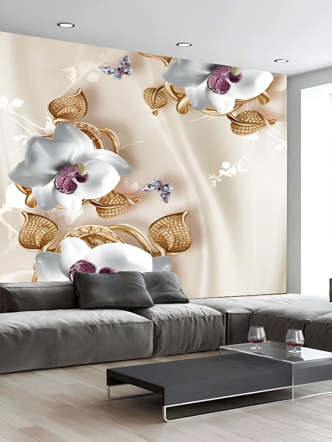 

KSHIRSA Cream Colored & Brown Floral Printed Self-Adhesive Laminated Wallpaper Sticker