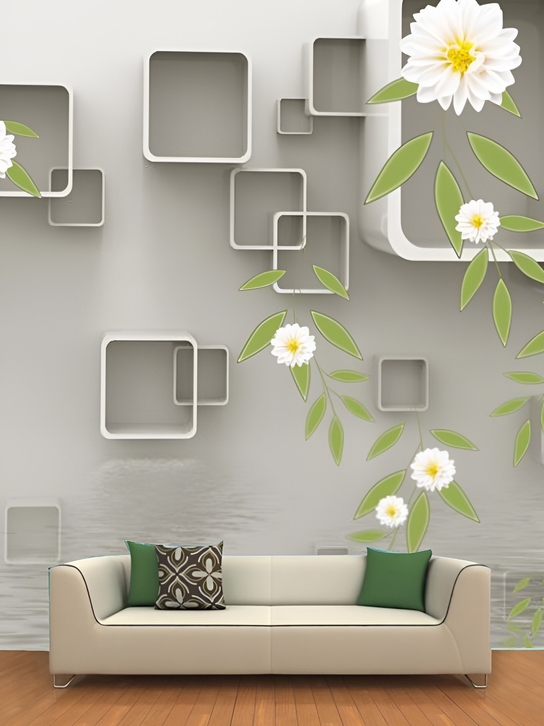 

KSHIRSA White & Grey Printed Self-Adhesive Wallpaper