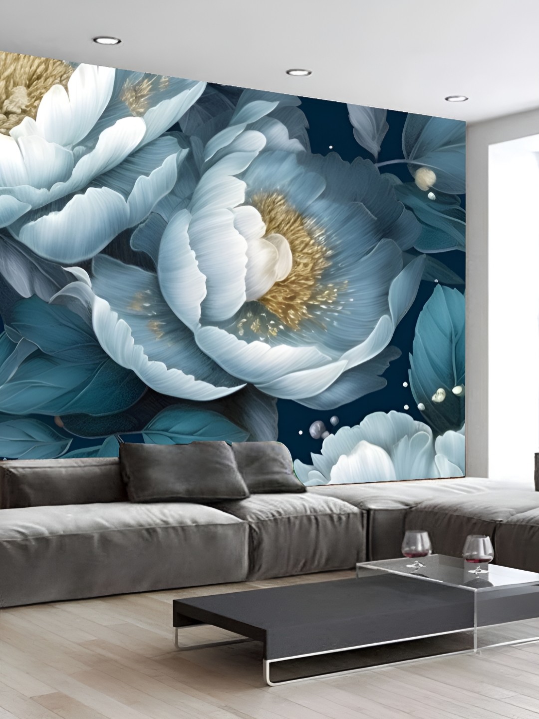 

KSHIRSA Blue & White Printed Self-Adhesive Laminated Wallpaper