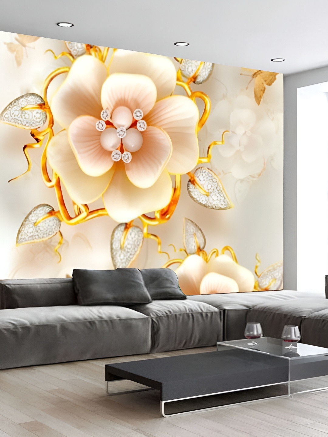 

KSHIRSA Cream Colored & White Floral Printed Self-Adhesive Laminated Wallpaper Sticker