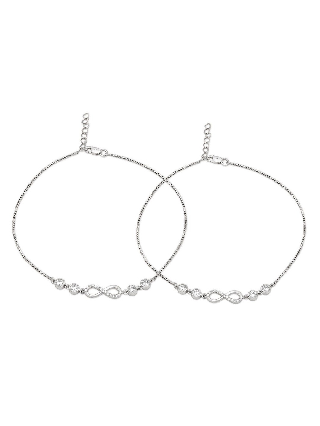 

Zavya Set of 2 Rhodium Plated 925 Pure Silver Anklet