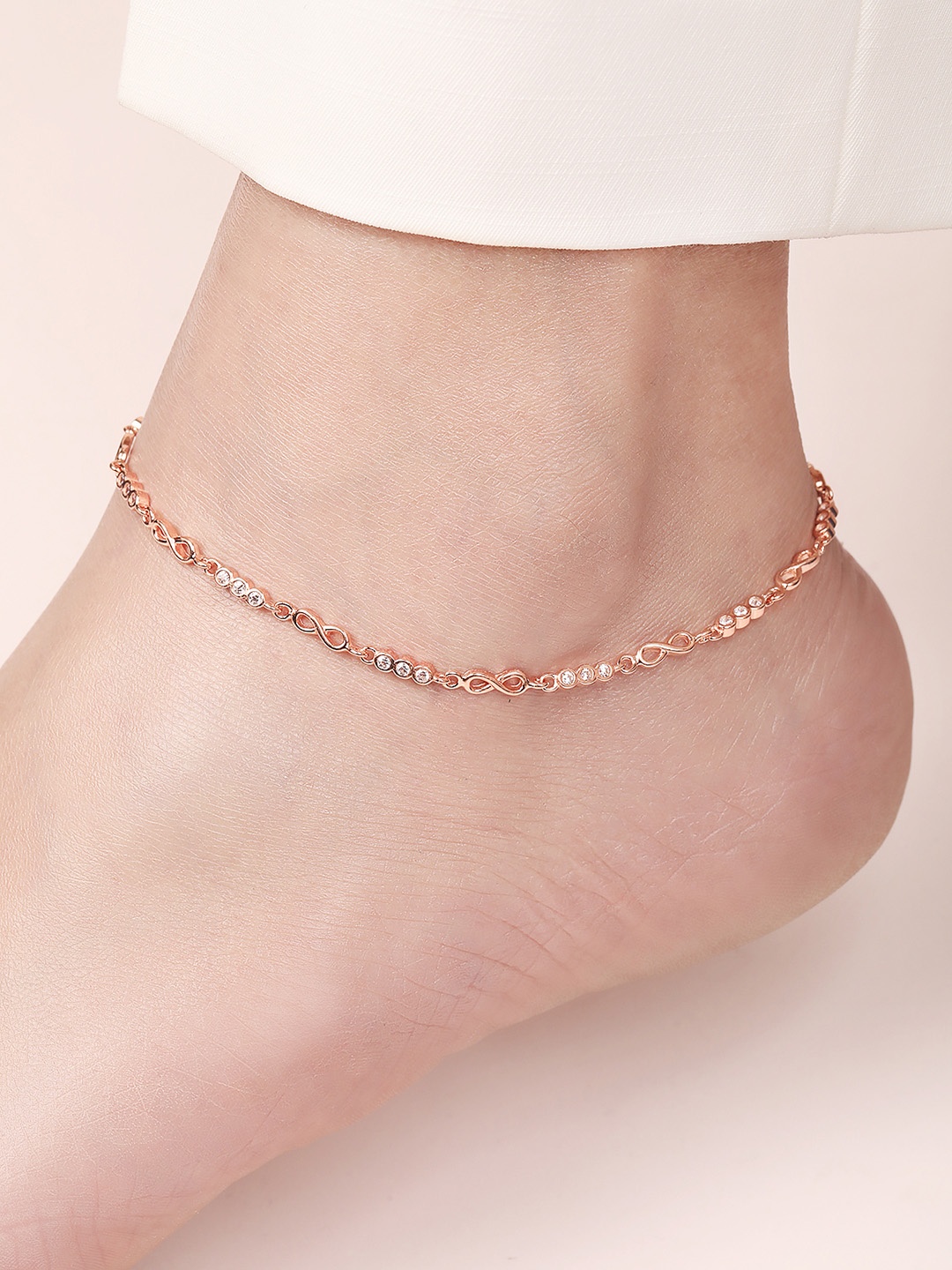 

Zavya Rose Gold-Plated Artificial Stones Anklet