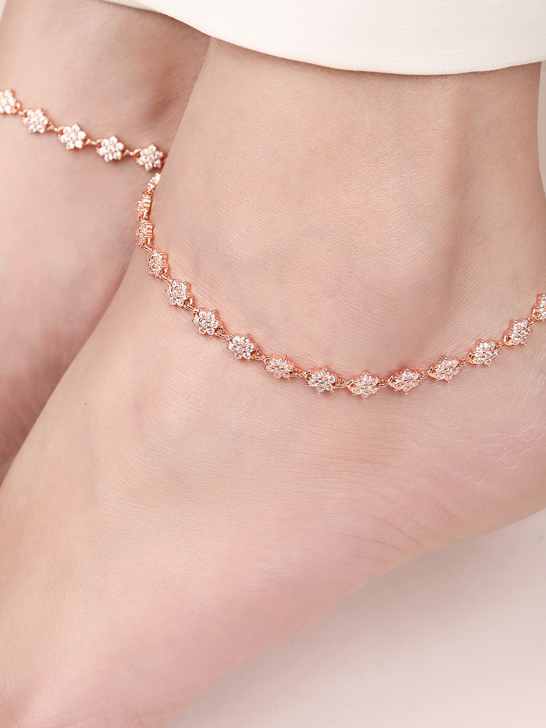 

Zavya Set of 2 Rose Gold Plated 925 Pure Silver Anklet