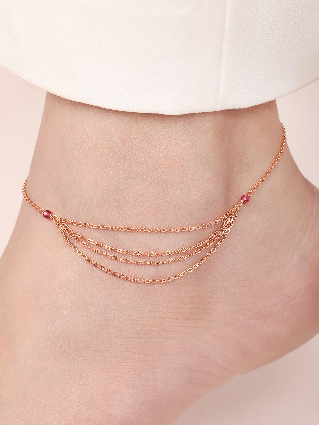 

Zavya Rose Gold-Plated Artificial Stones Anklet