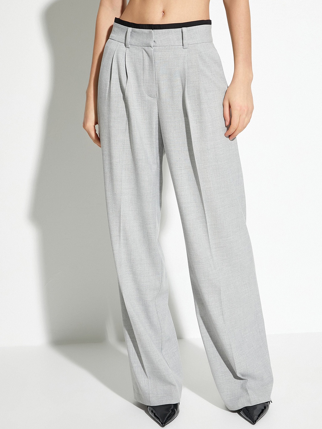 

Koton Women Straight Fit Parallel Trousers, Grey