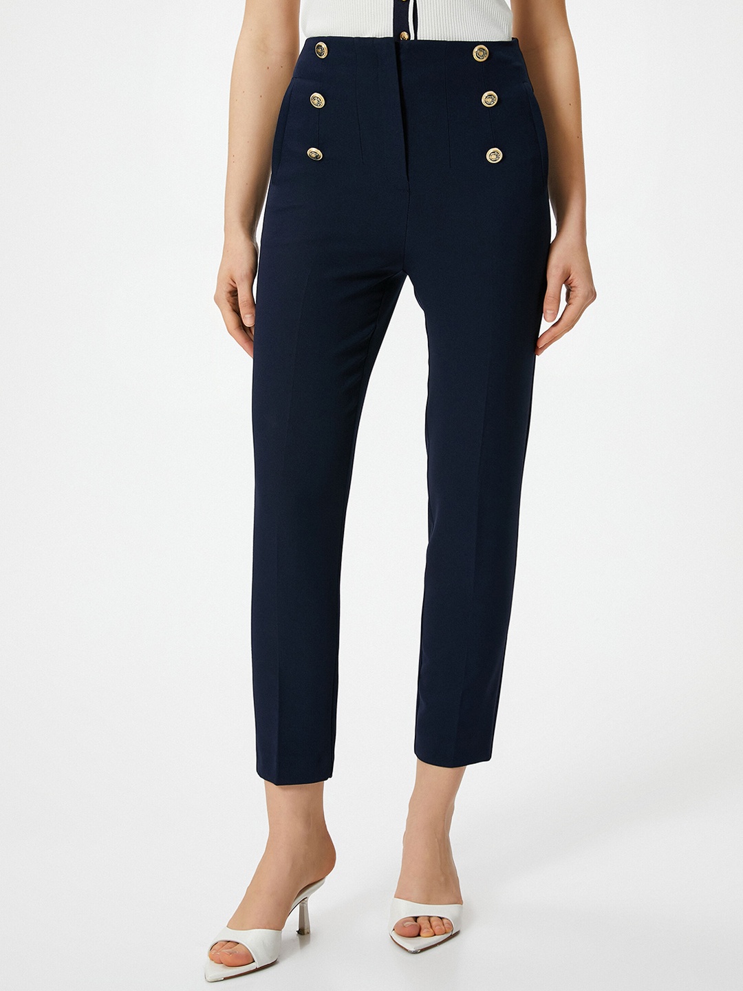 

Koton Women High-Rise Trouser, Navy blue