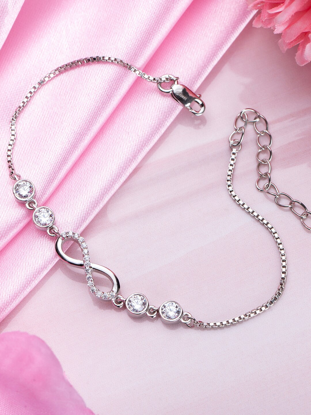 

Zavya 925 Sterling Silver Cubic Zirconia Rhodium Plated Link Bracelet