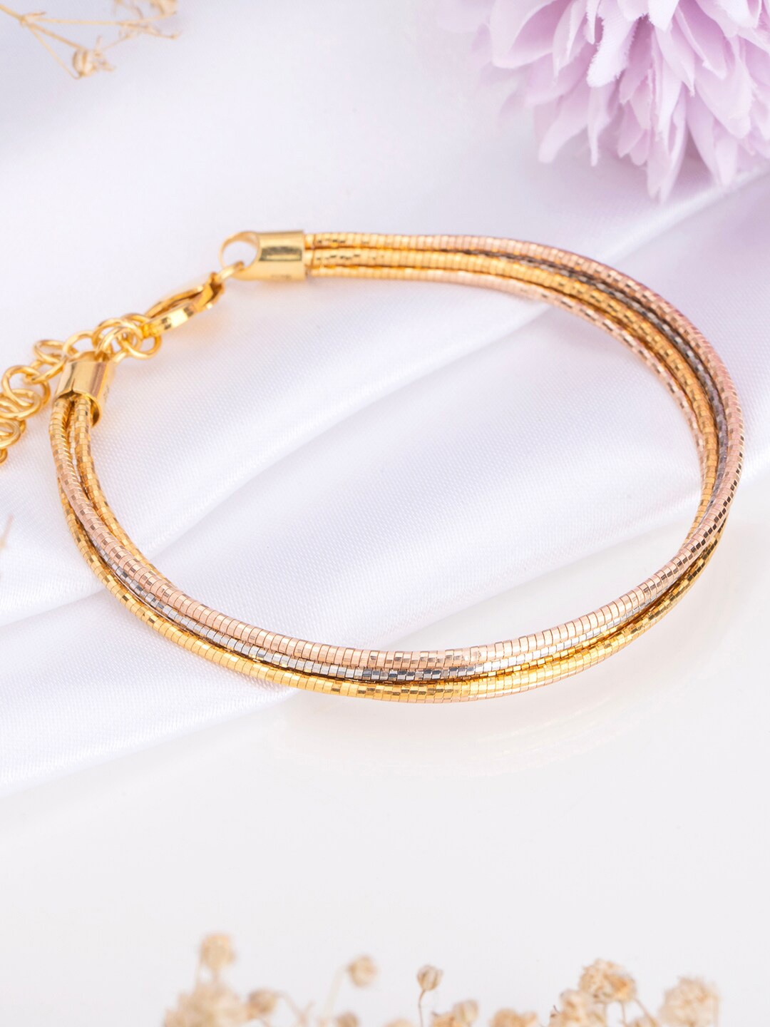 

Zavya Rhodium-Plated 92.5 Sterling Silver Studded Wraparound Bracelet