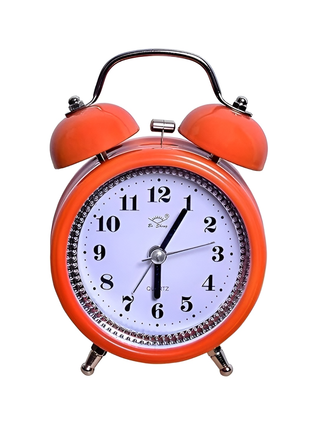

Sigaram Red & White Textured Round Contemporary Alarm Clock, Orange