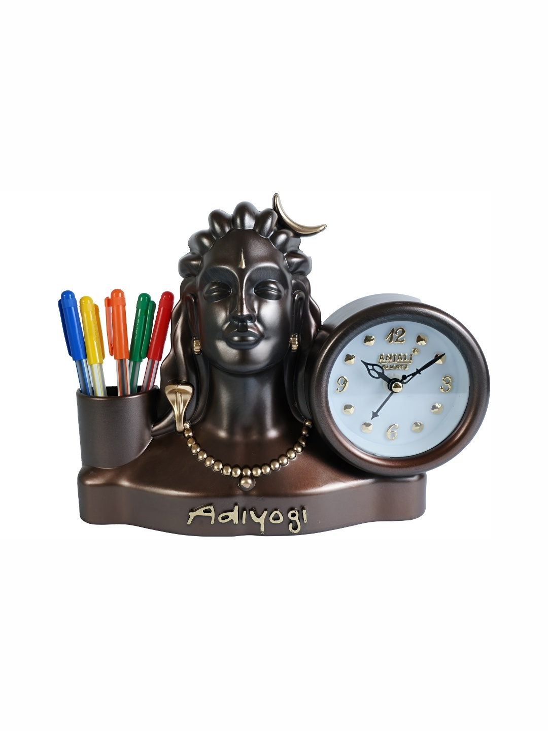 Sigaram Brown Textured Abstract Shaped Contemporary Table Clock
