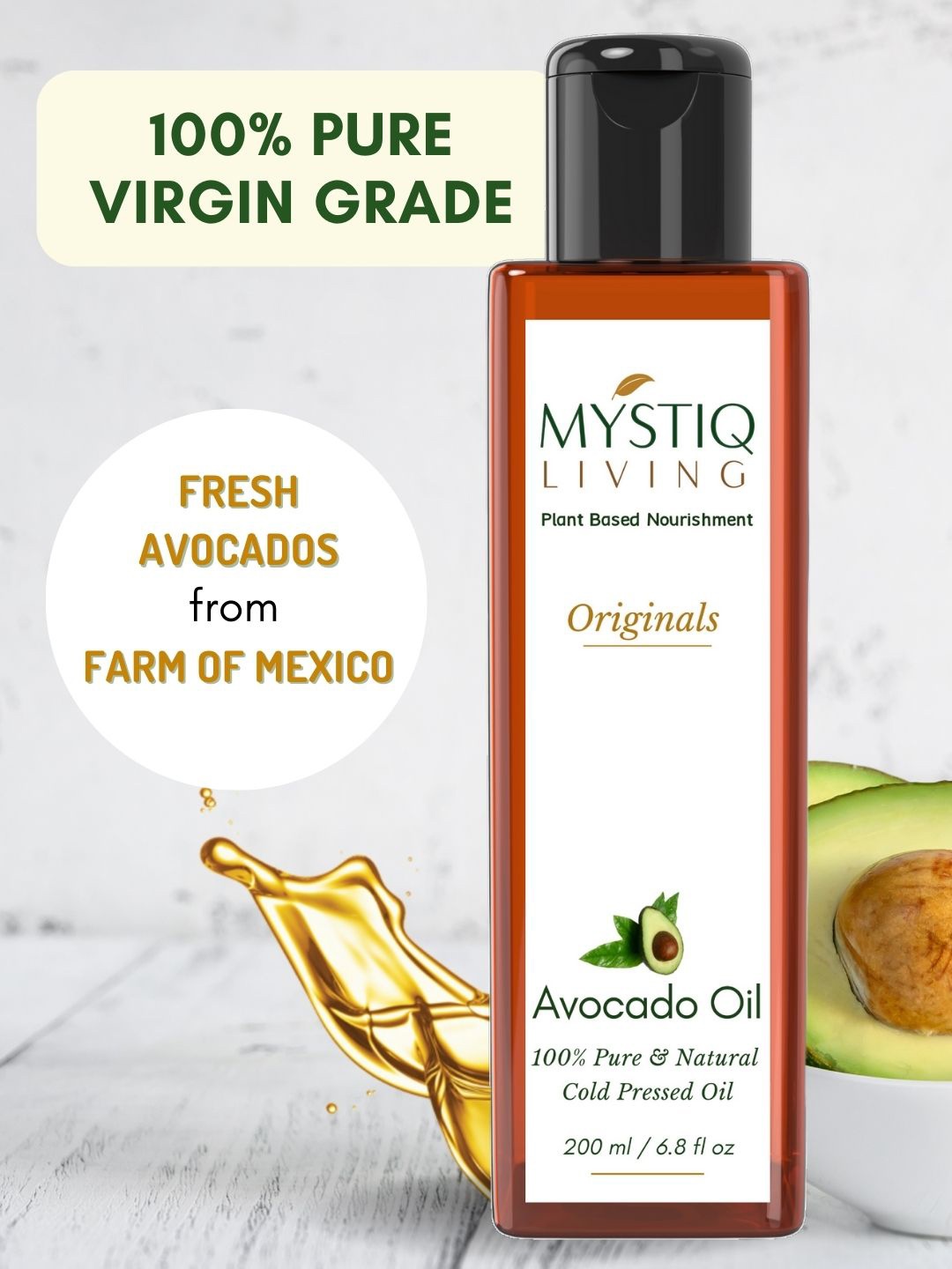 

MYSTIQ LIVING Originals Cold Pressed Avocado Oil - 200ml, White