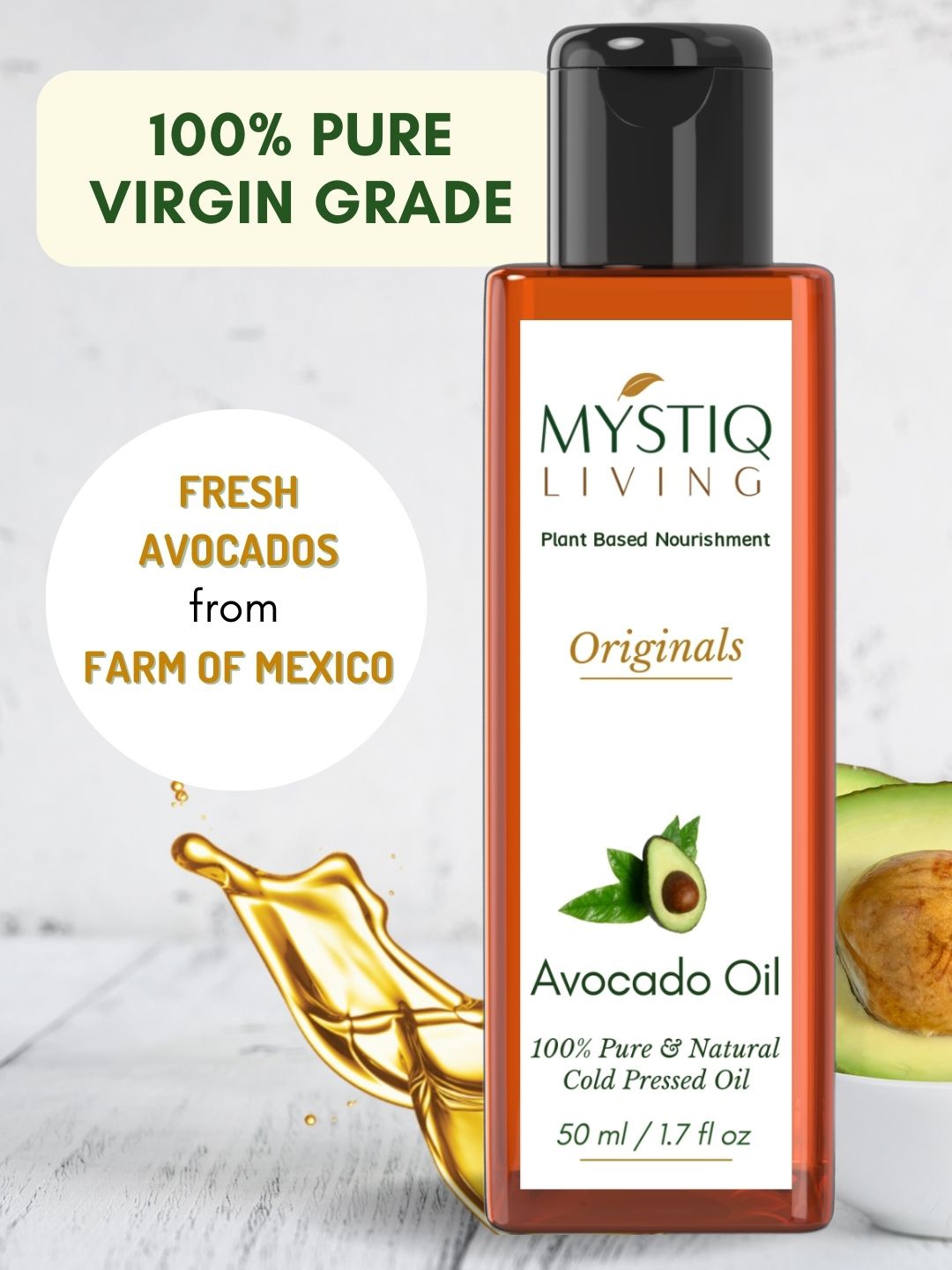 

MYSTIQ LIVING Originals Cold Pressed Avocado Oil - 50ml, White