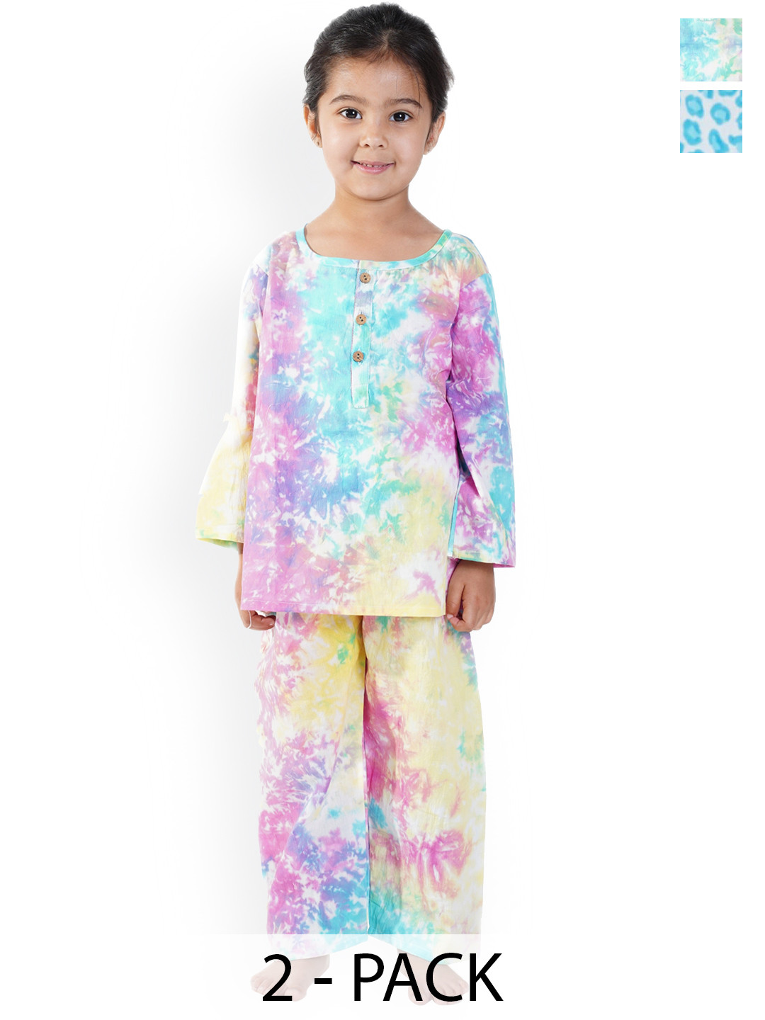 

BAESD Girls Pack Of 2 Printed Night suit, Blue