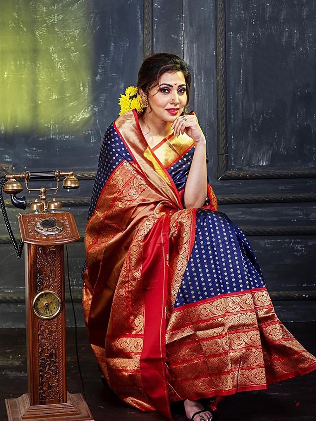 

Aldwych Woven Design Zari Banarasi Saree, Blue