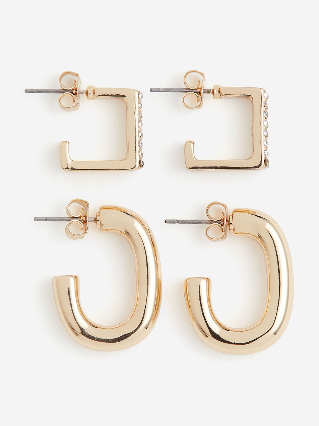 

H&M 2 Pairs Hoop Earrings, Gold