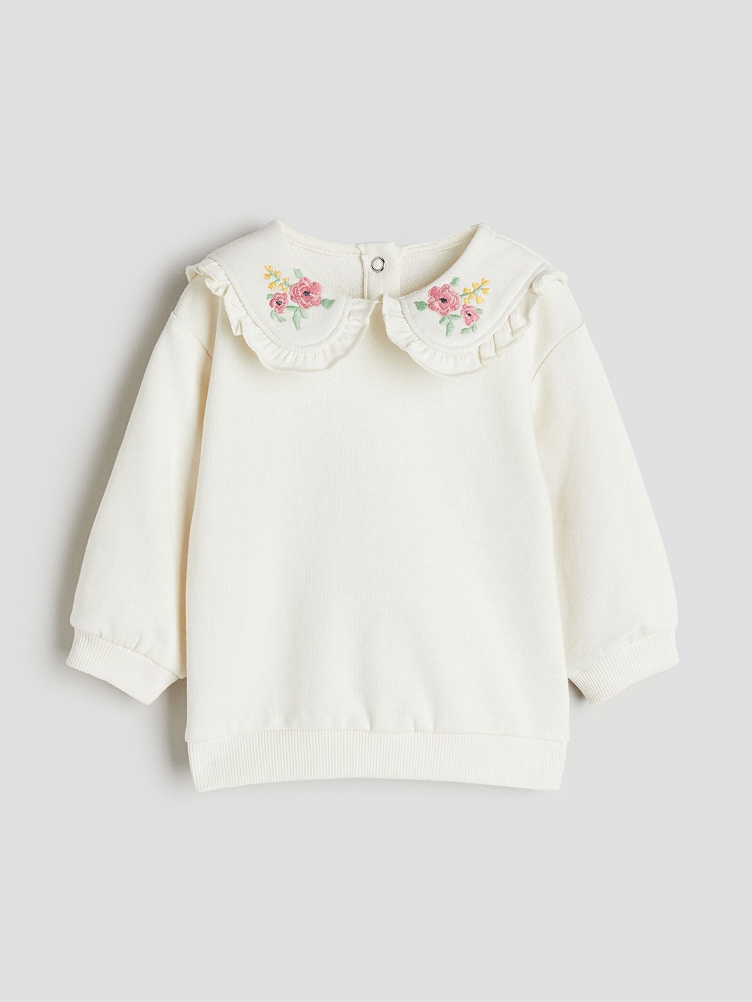 

H&M Girls Cotton Embroidered-Motif Top, White