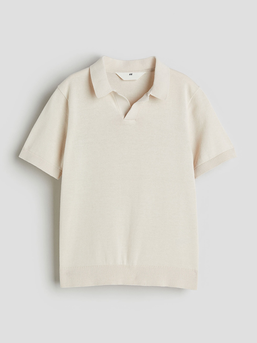 

H&M Boys Pure Cotton Fine-Knit Polo Shirt, Beige