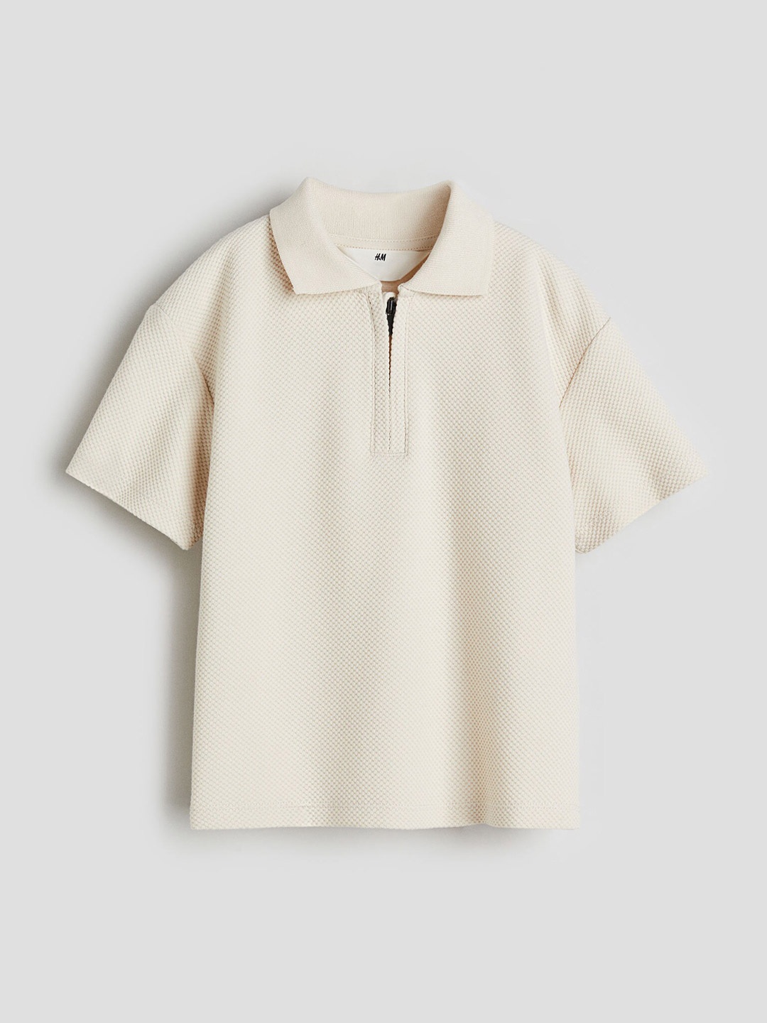 

H&M Boys Zip-Top Polo Shirt, Beige