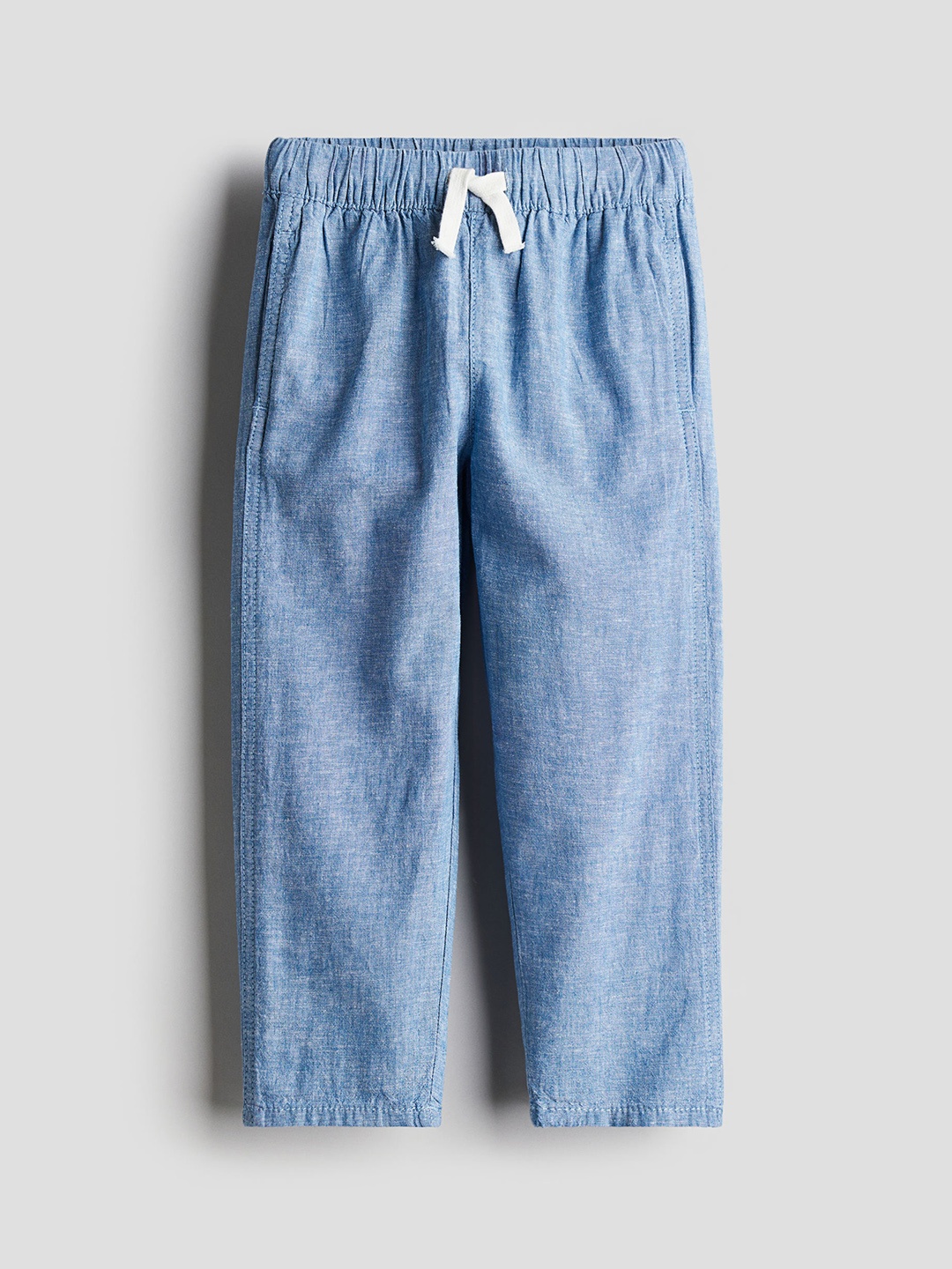 

H&M Boys Linen-Blend Pull-On Trousers, Blue