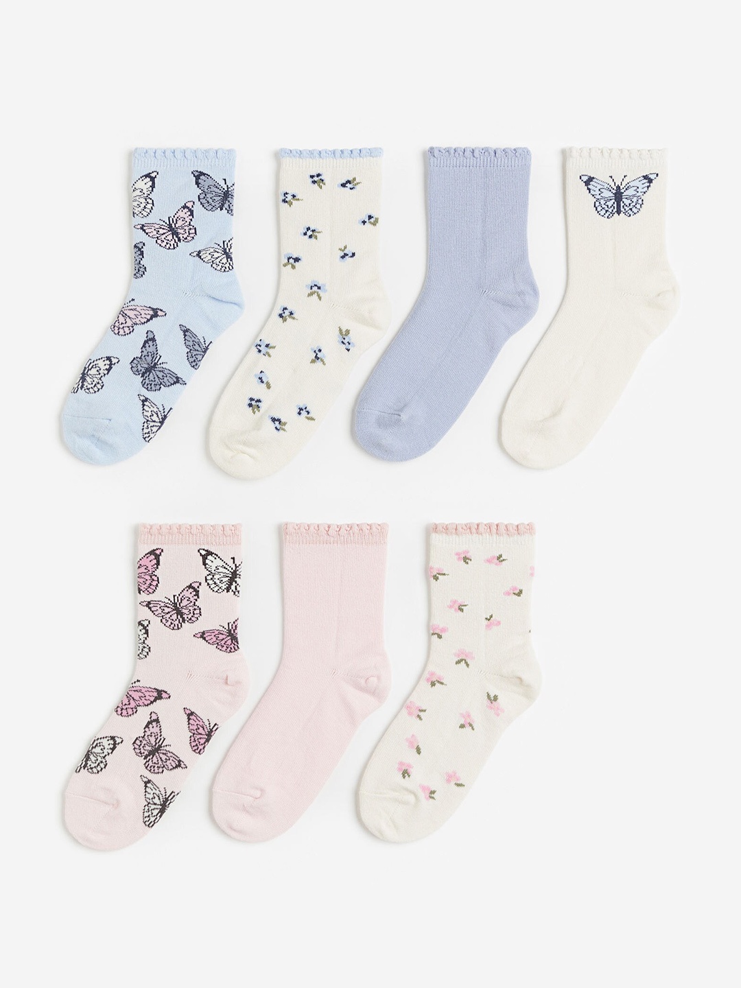 

H&M Girls 7-Pack Socks, Blue