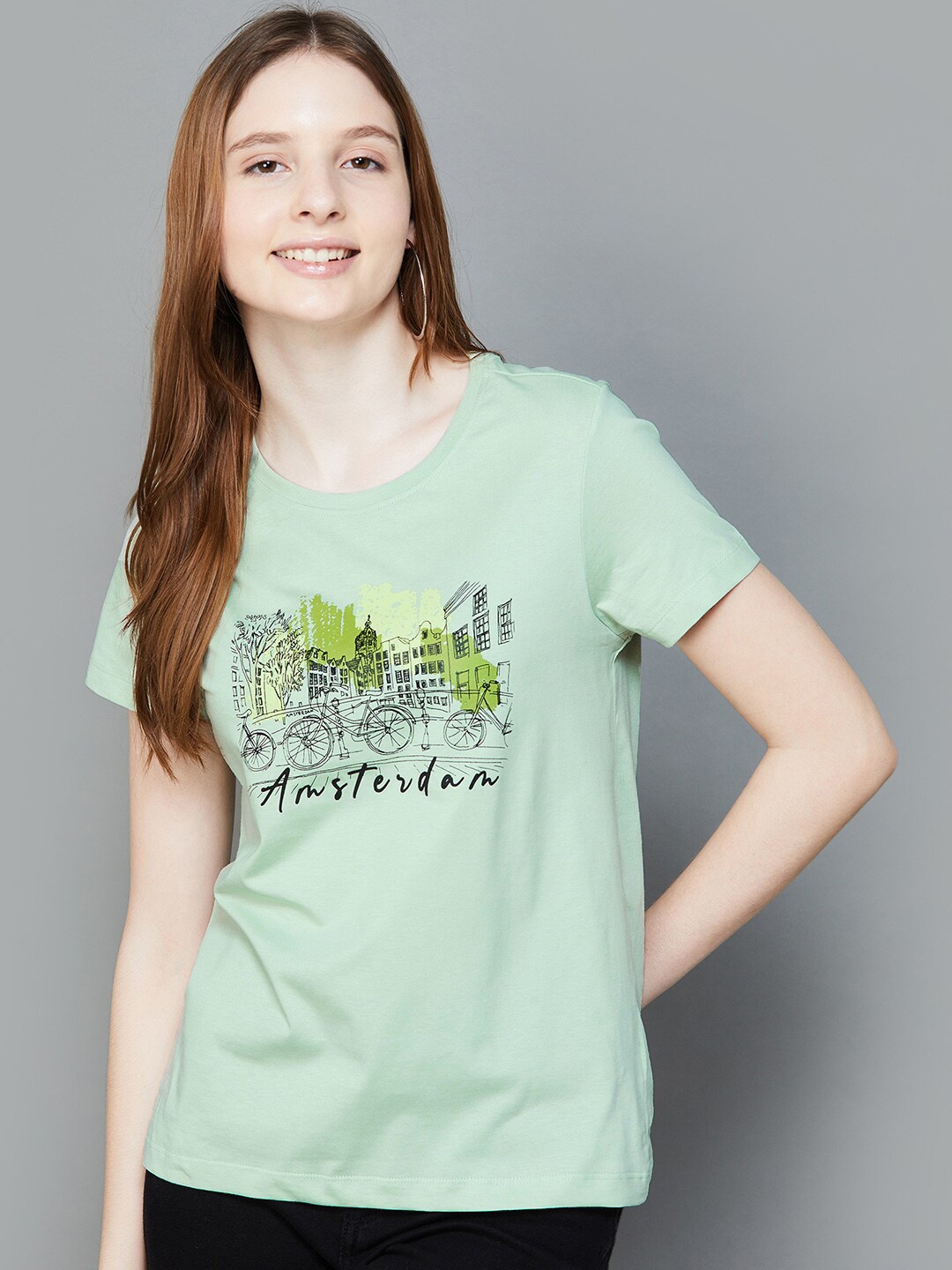 

Fame Forever by Lifestyle Graphic Print Round Neck Short Sleeves Cotton T-shirt, Olive