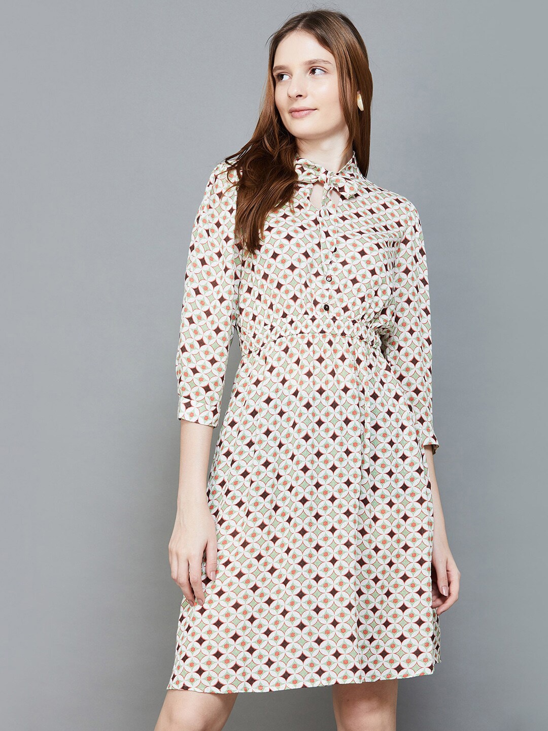 

Fame Forever by Lifestyle Polka Dot Printed Shirt Dress, Grey