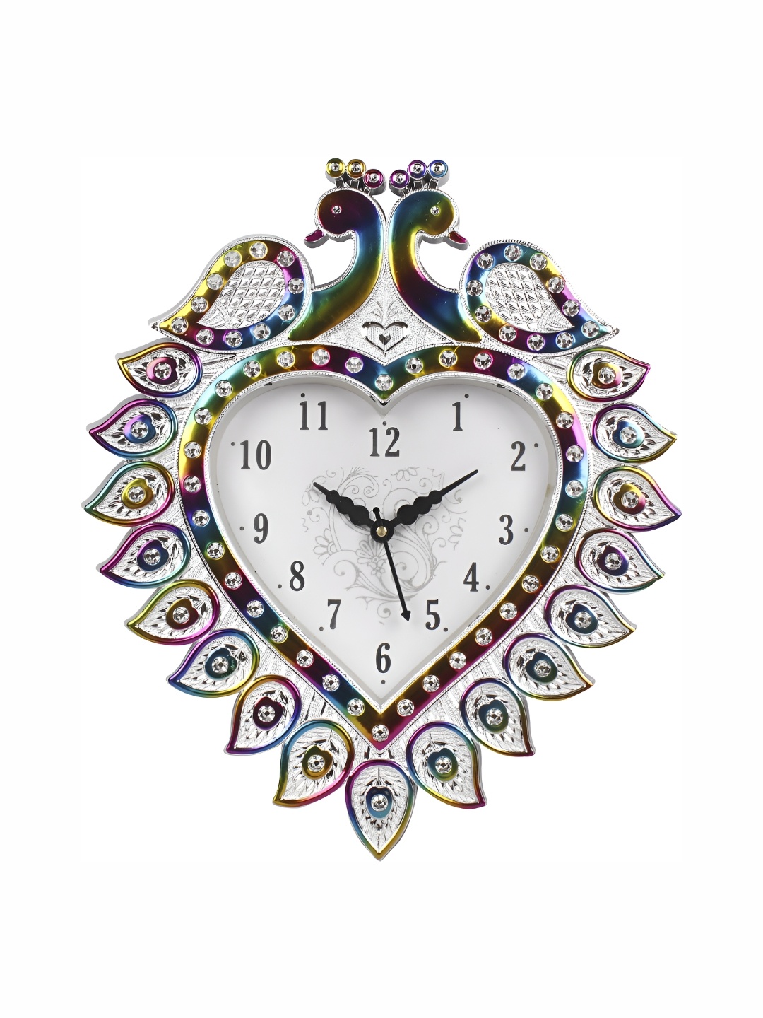 

Sigaram White & Silver-Toned Textured Analogue Contemporary Wall Clock