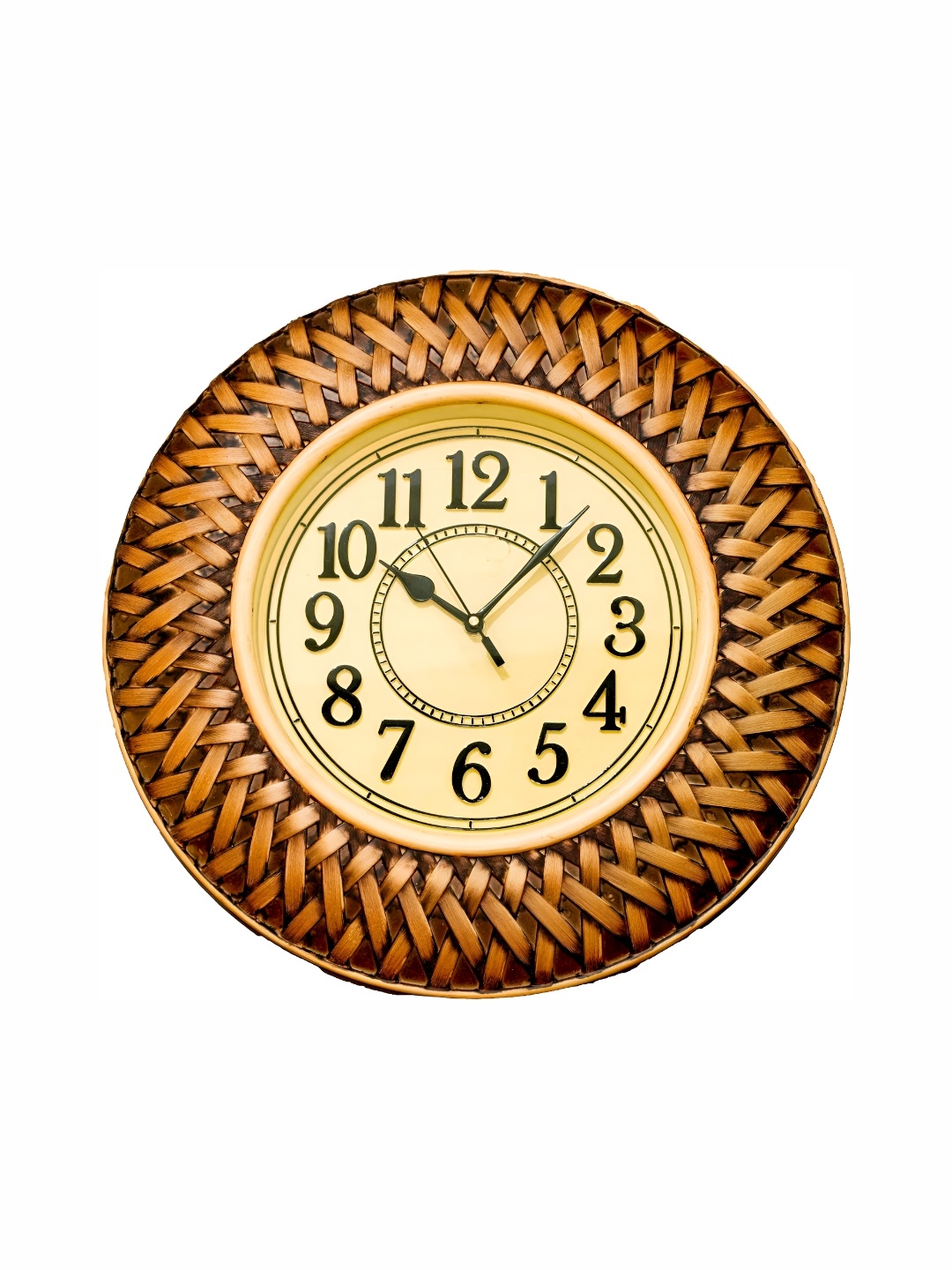 

Sigaram Orange & Cream Coloured Textured Round Shaped Analogue Wall Clock