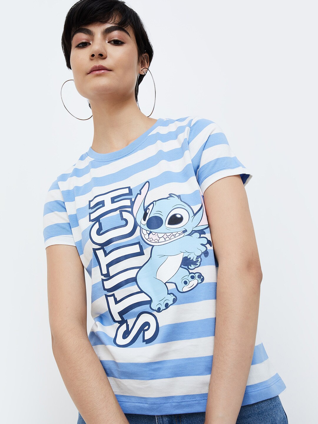 

Ginger by Lifestyle Graphic Printed Pure Cotton T-shirt, Blue