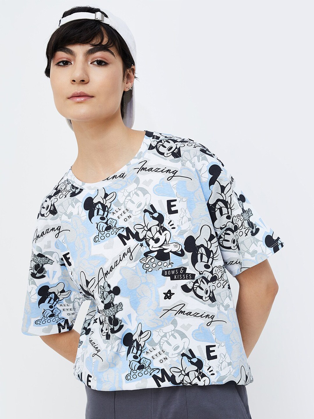 

Ginger by Lifestyle Mickey Mouse Printed Pure Cotton T-shirt, White