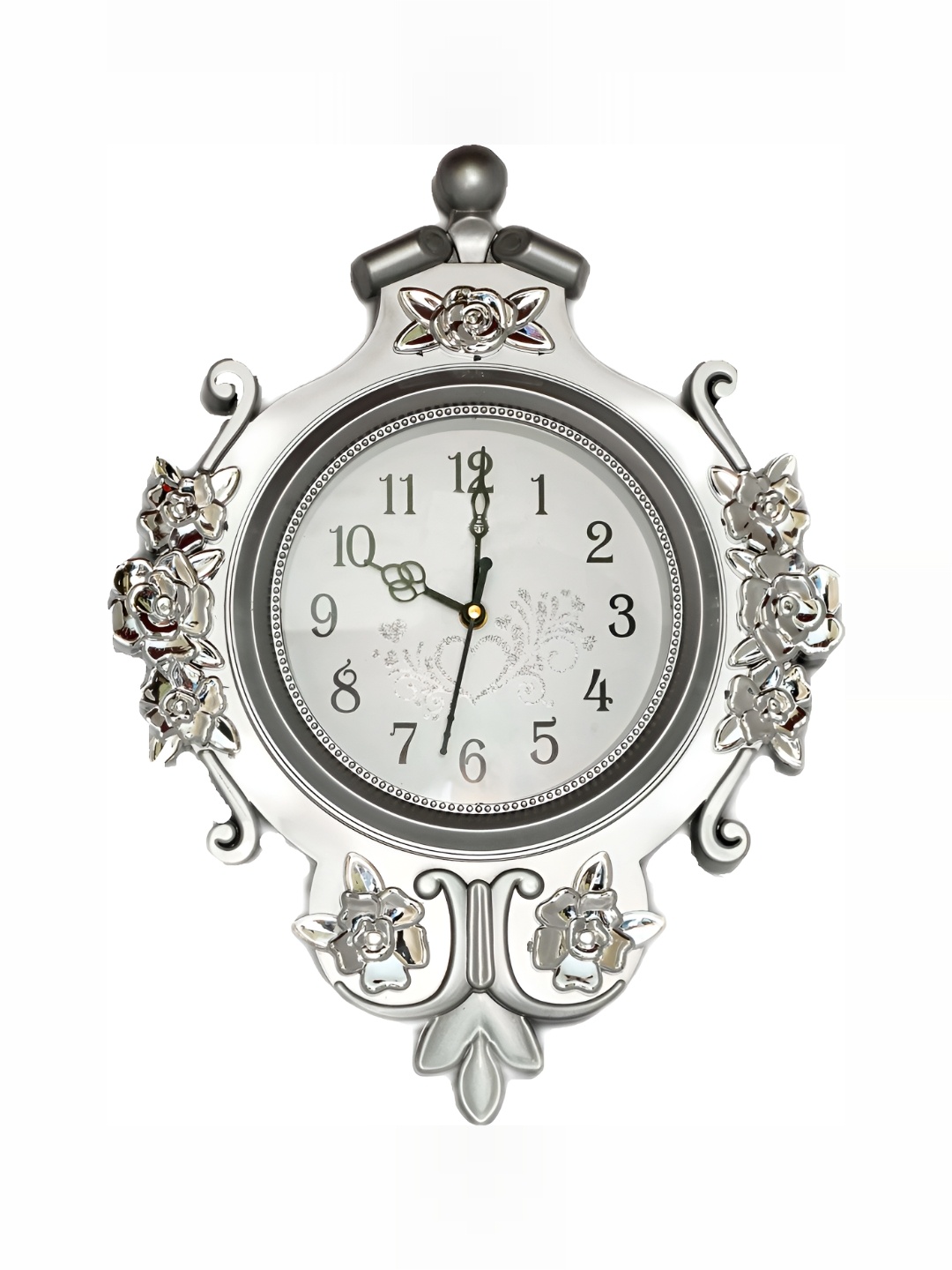 

Sigaram Silver-Toned & White Textured Round Shaped Contemporary Wall Clock