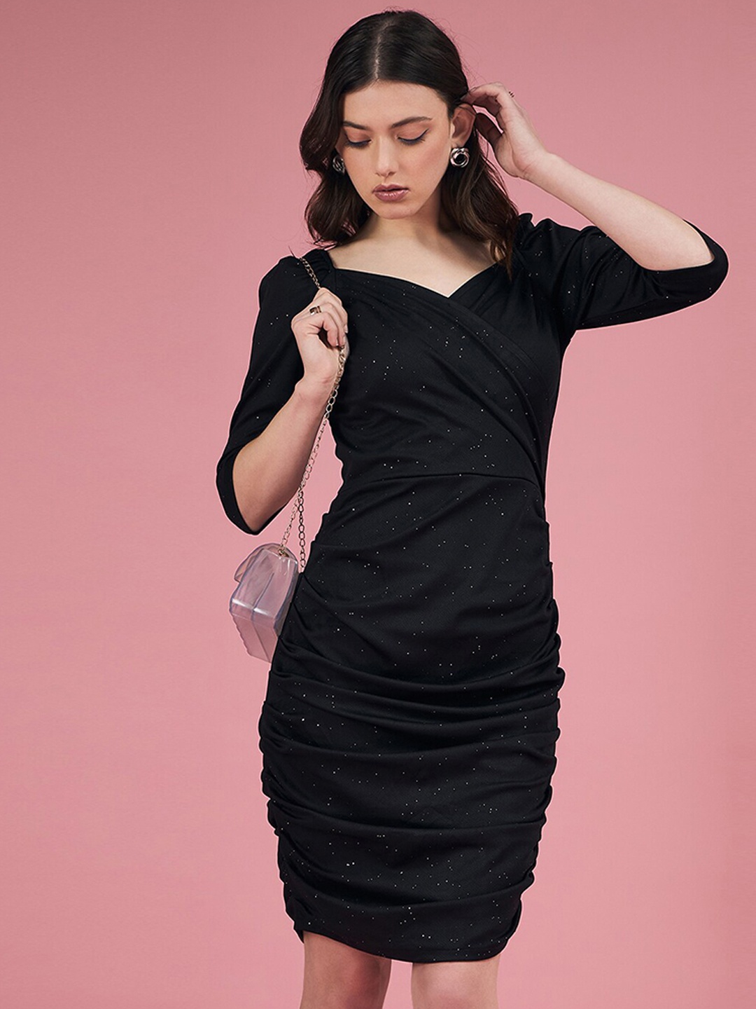 

DressBerry Black Sweetheart Neck Sheath Dress