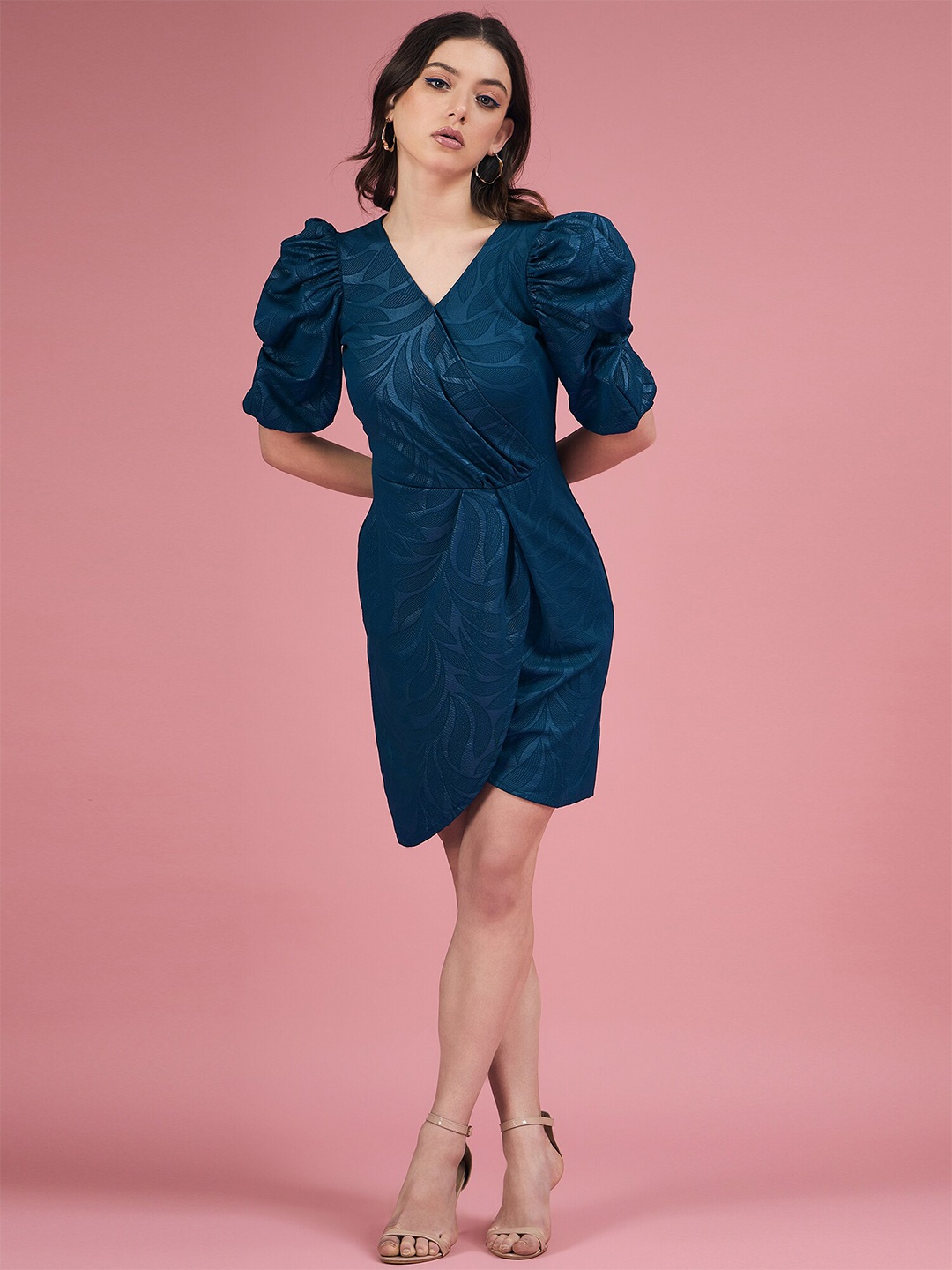 

DressBerry Blue Puff Sleeve Dress, Green