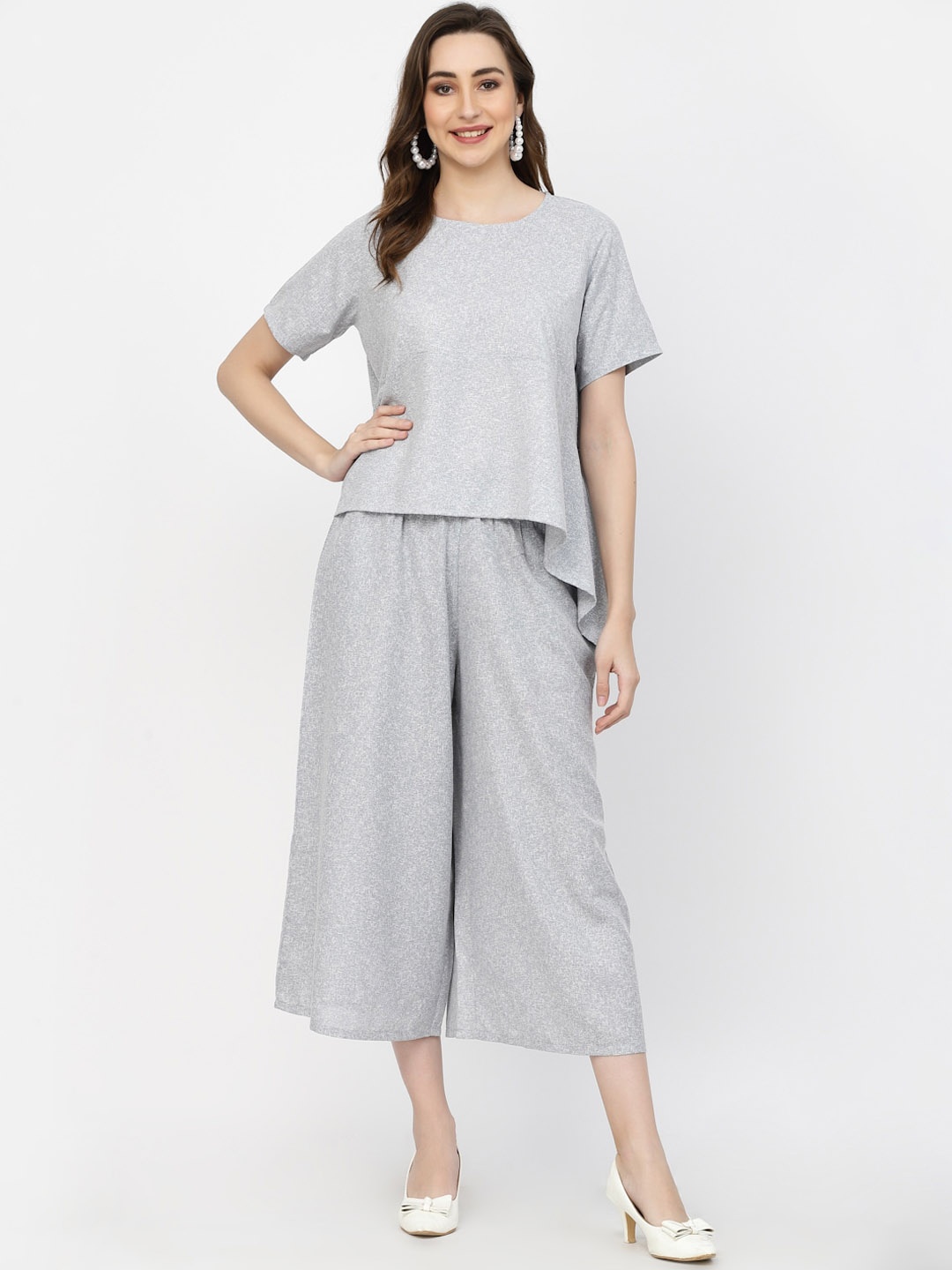 

Westwood Round Neck Cotton Top & Flared Trouser, Grey