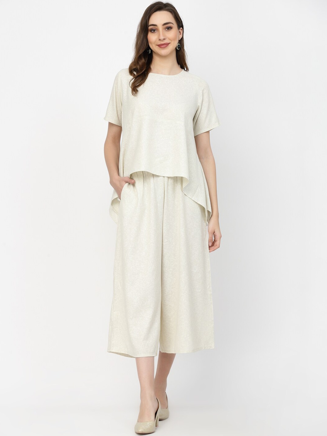 

Westwood Round Neck Pure Cotton Top & Trousers, Cream