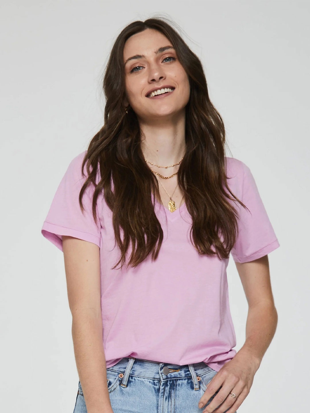 

COLOR CAPITAL Pack of 5 V-Neck Short Sleeve Top, Pink