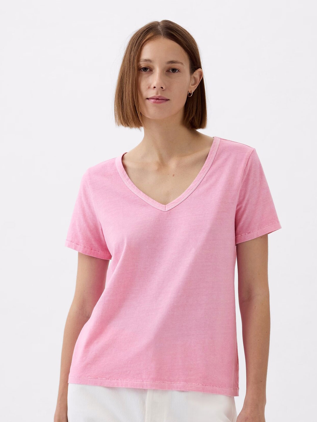

COLOR CAPITAL Pack of 5 V-Neck Short Sleeve Top, Pink