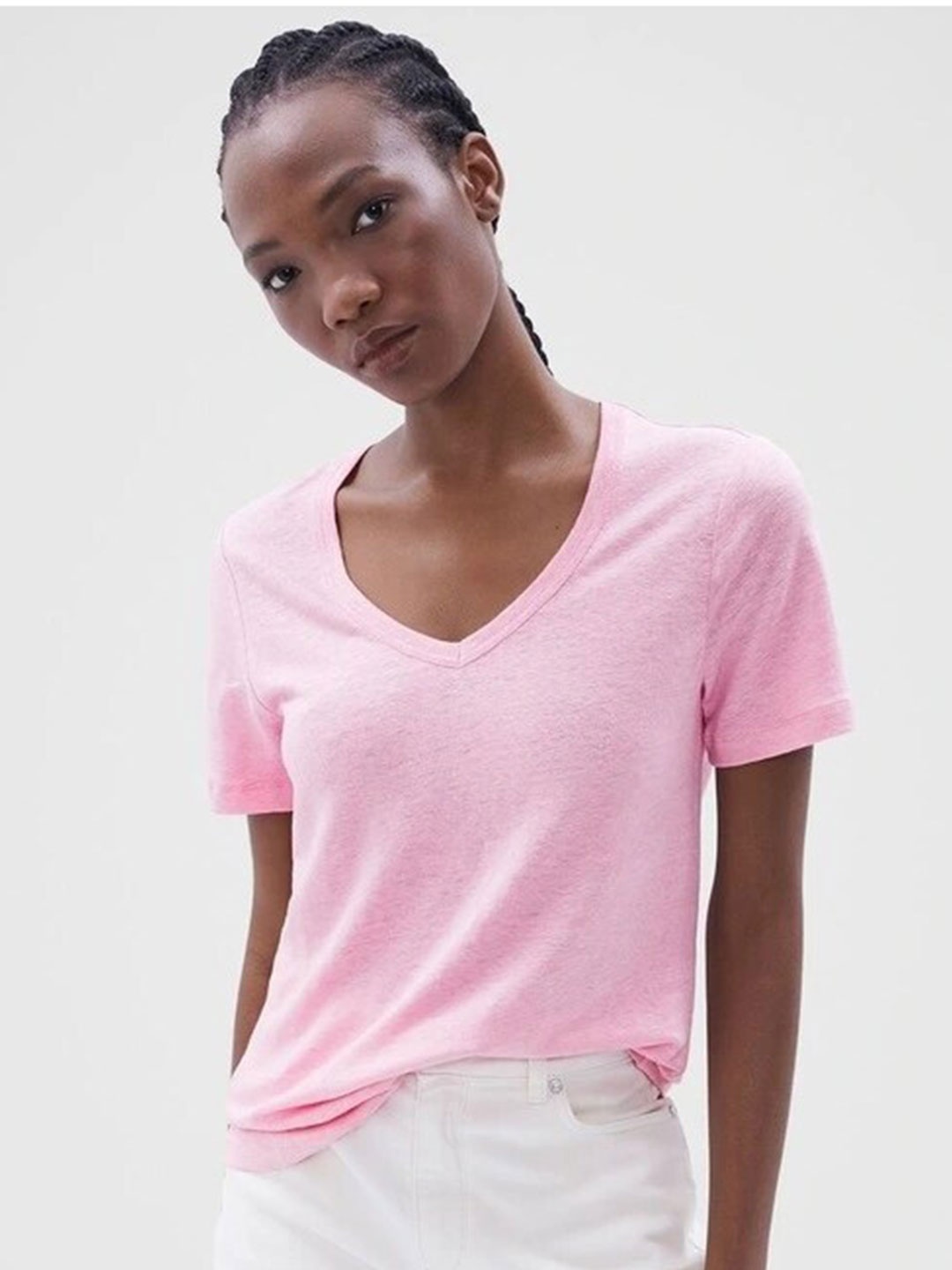 

COLOR CAPITAL Pack of 2 V-Neck Short Sleeve Top, Pink