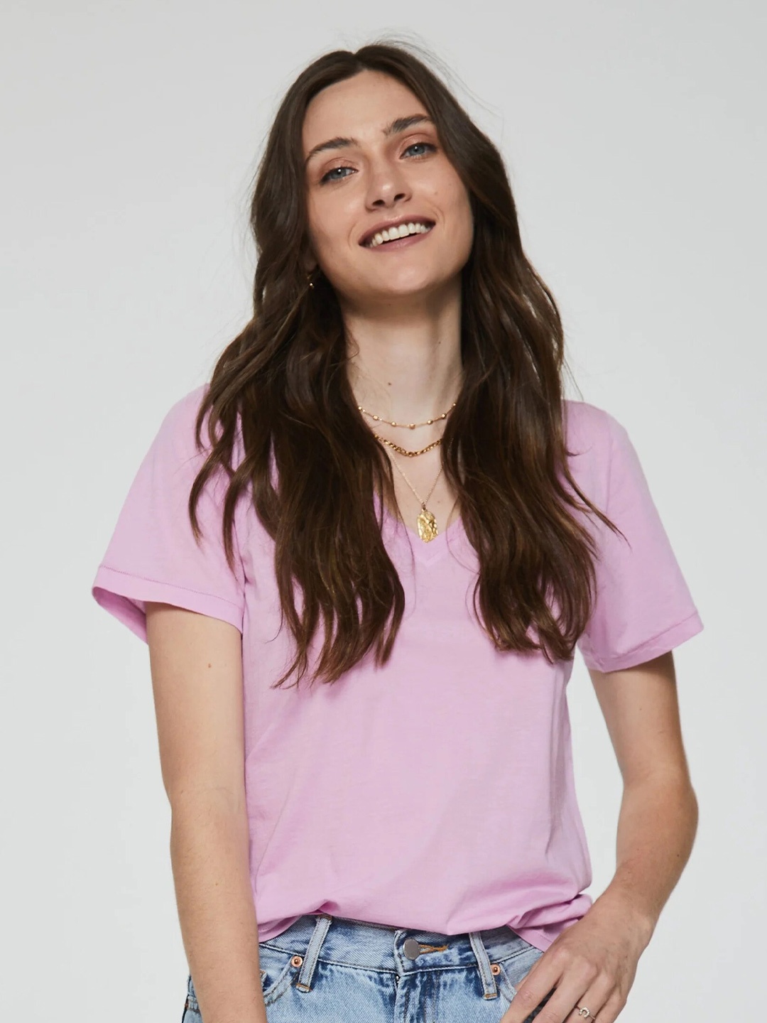 

COLOR CAPITAL Round Neck Short Sleeves Top, Pink
