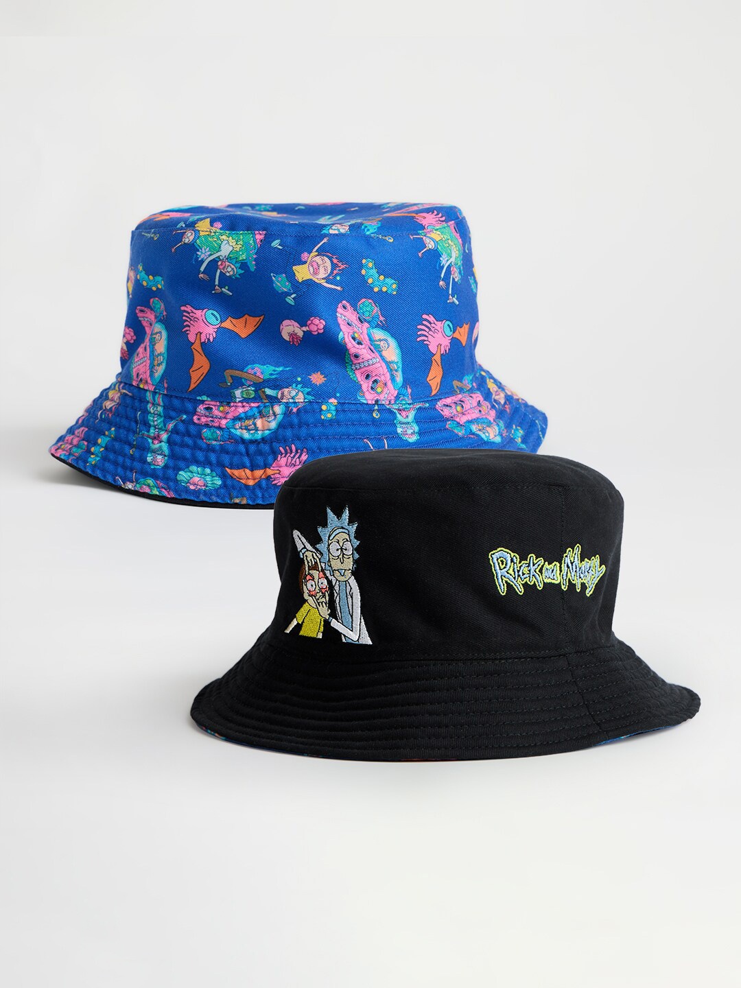 The Souled Store Unisex Blue & Black Set Of 2 Rick And Morty: Adventure Cotton Bucket Hat