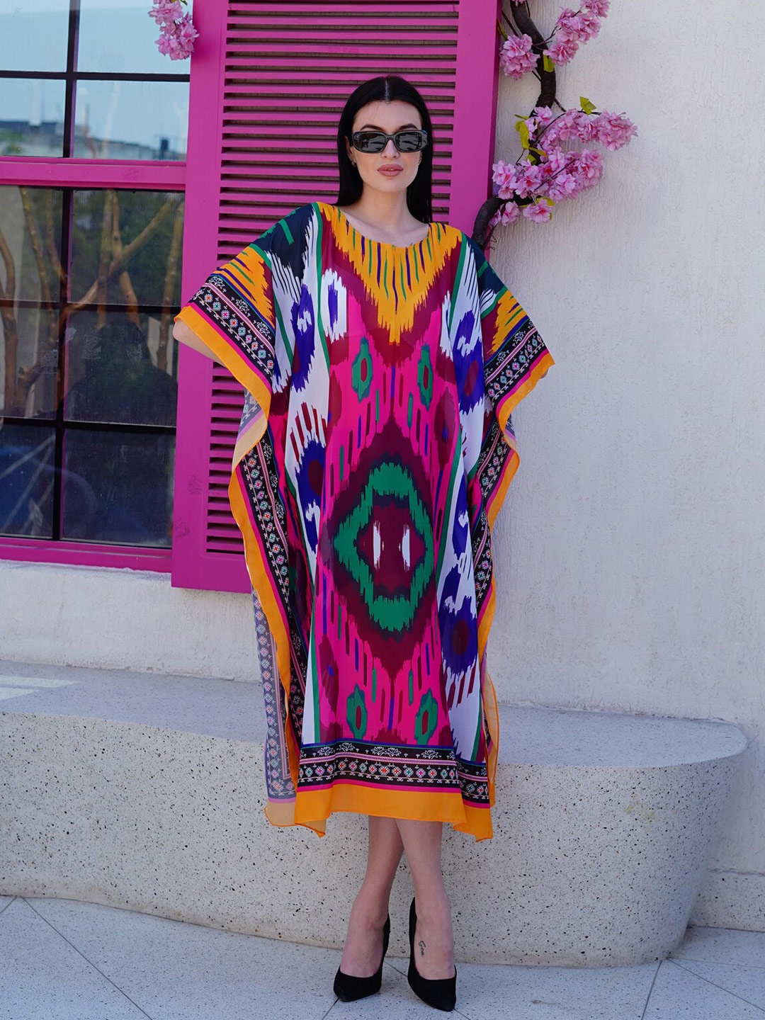 

Rajoria Instyle Abstract Printed Kaftan Maxi Dress, White