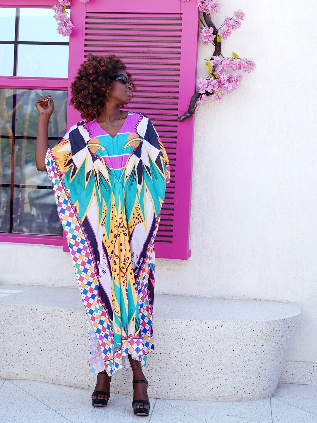 

Rajoria Instyle Abstract Printed Kaftan Maxi Dress, White