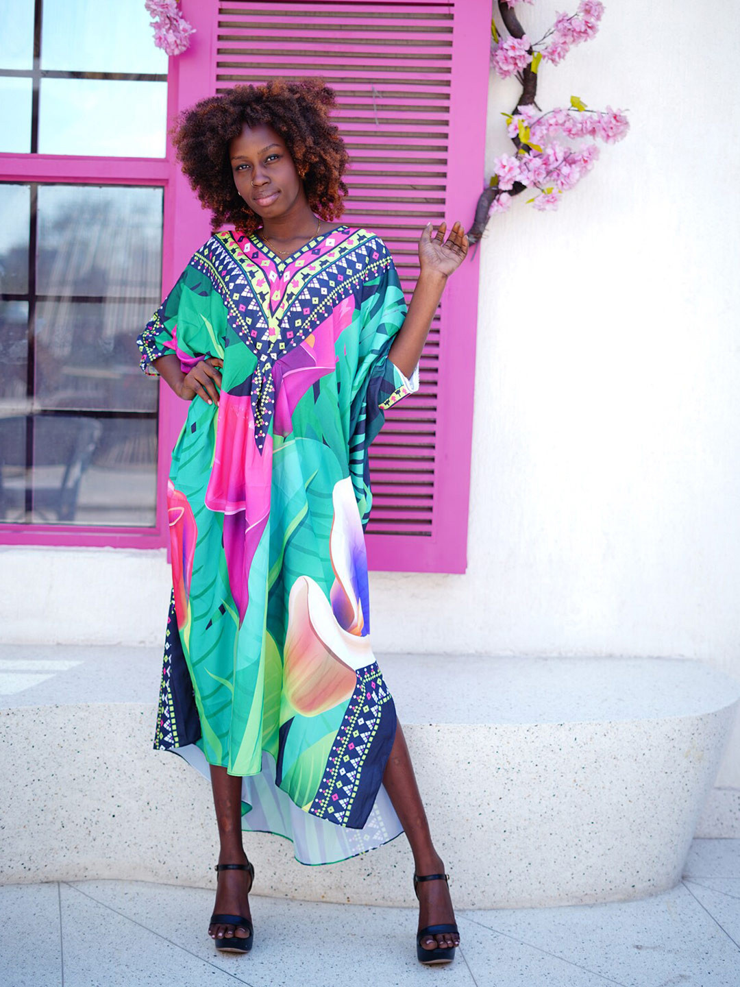 

Rajoria Instyle Abstract Printed Kaftan Maxi Dress, Green