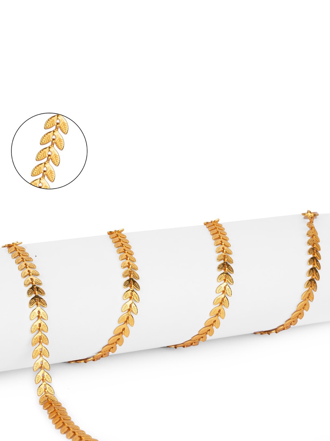

AanyaCentric Set Of 2 Silver-Plated Beaded Anklets With Gold-Plated Chain